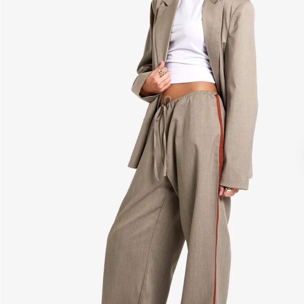 Boohoo Tan Wide Leg Jumpsuit with High Waist